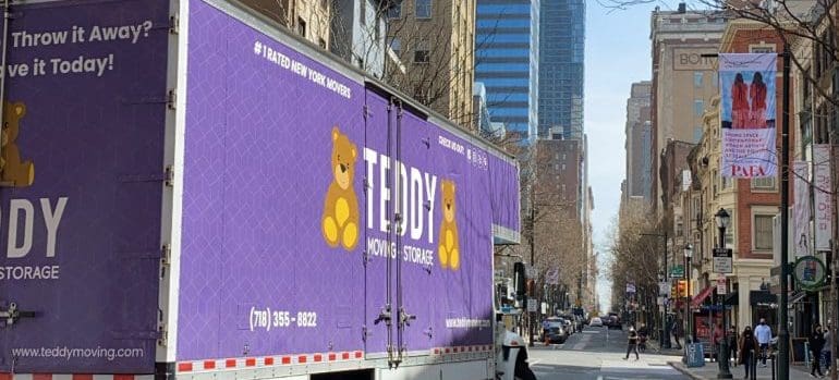 moving truck relocating a home-office in Manhattan