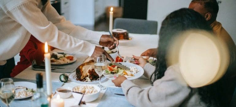 Woman serving Thanksgiving diner