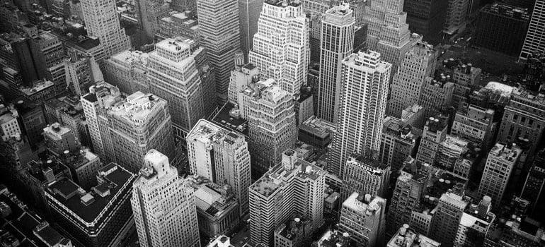 aerial view of high rise buildings