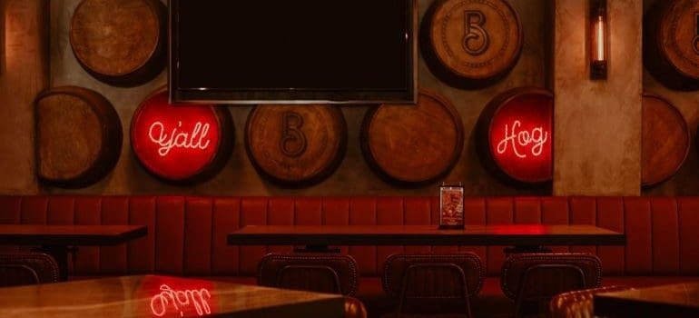 interior design of a restaurant or bar