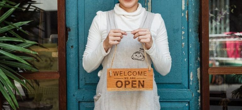 A woman starting a small business in Manhattan