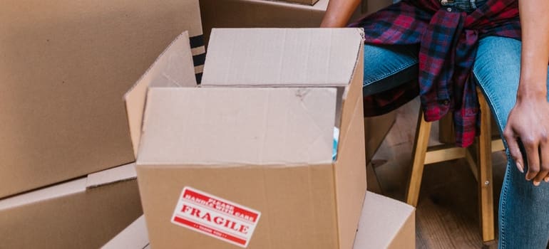 cardboard box you will use to move a home library