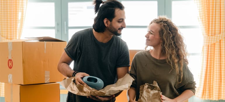 a couple preparing for the move