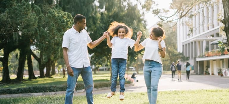 Parents play with the child