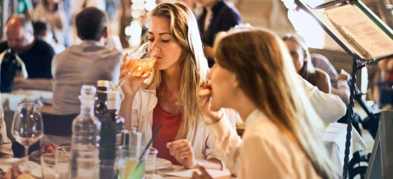 people eating at a restaurant