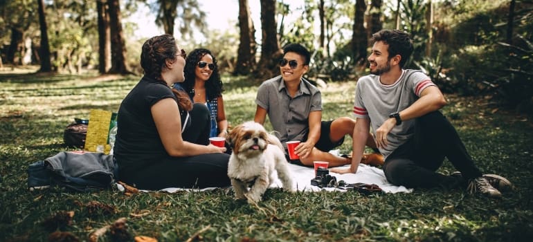  people sitting at the park